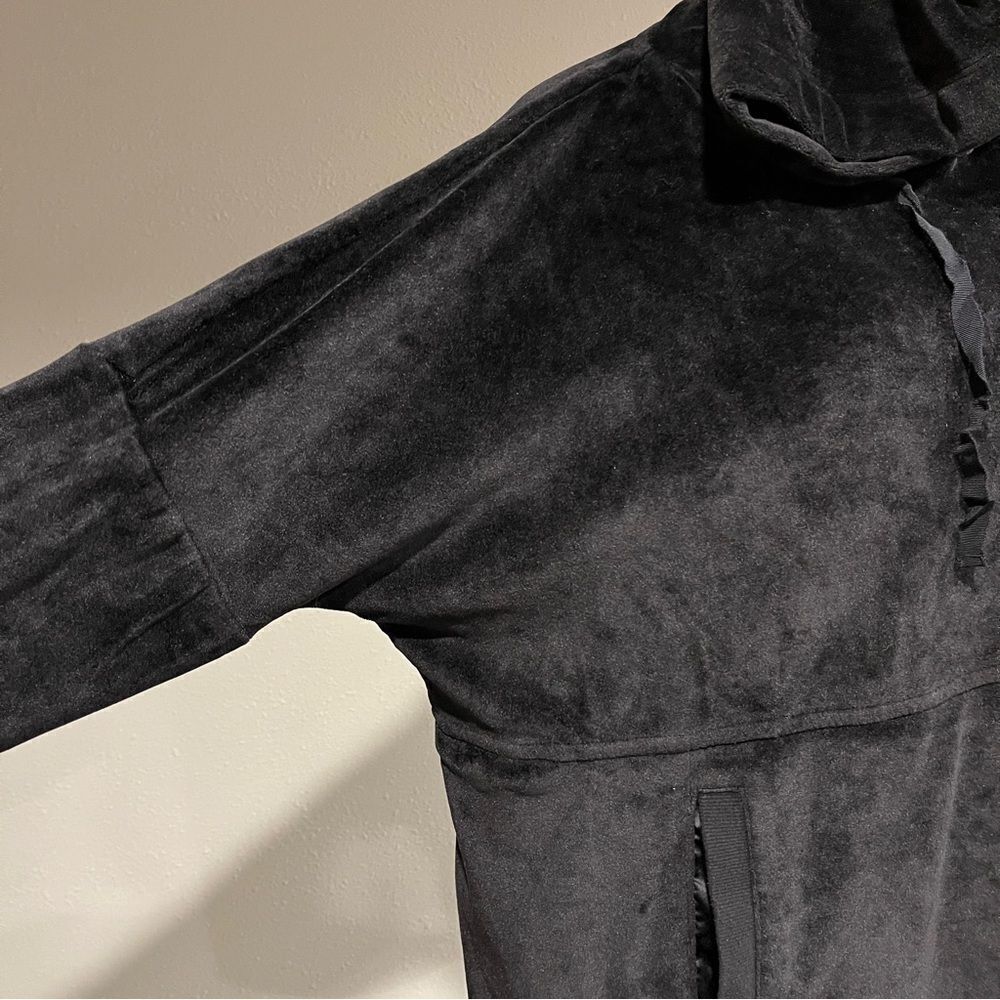 Dkny oversized Velvet Black Wrap Pullover Hoodie Kangaroo Pocket Size M - Picture 4 of 15